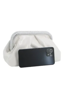 DIVAS - Pochette bianca con bordi di strass