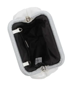 DIVAS - Pochette bianca con bordi di strass