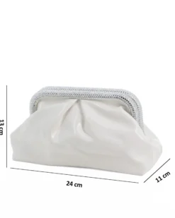 DIVAS - Pochette bianca con bordi di strass
