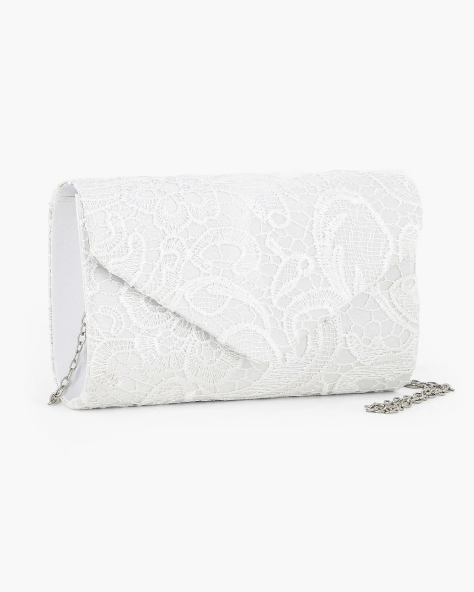 DIVAS - Pochette bianca in pizzo con patta