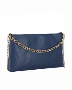 DIVAS - POCHETTE BLU IN PELLE CON CATENA