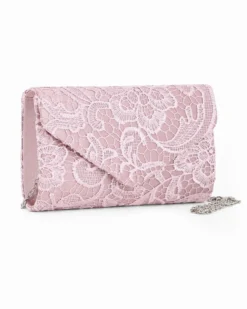 DIVAS - Pochette cipria in pizzo con patta