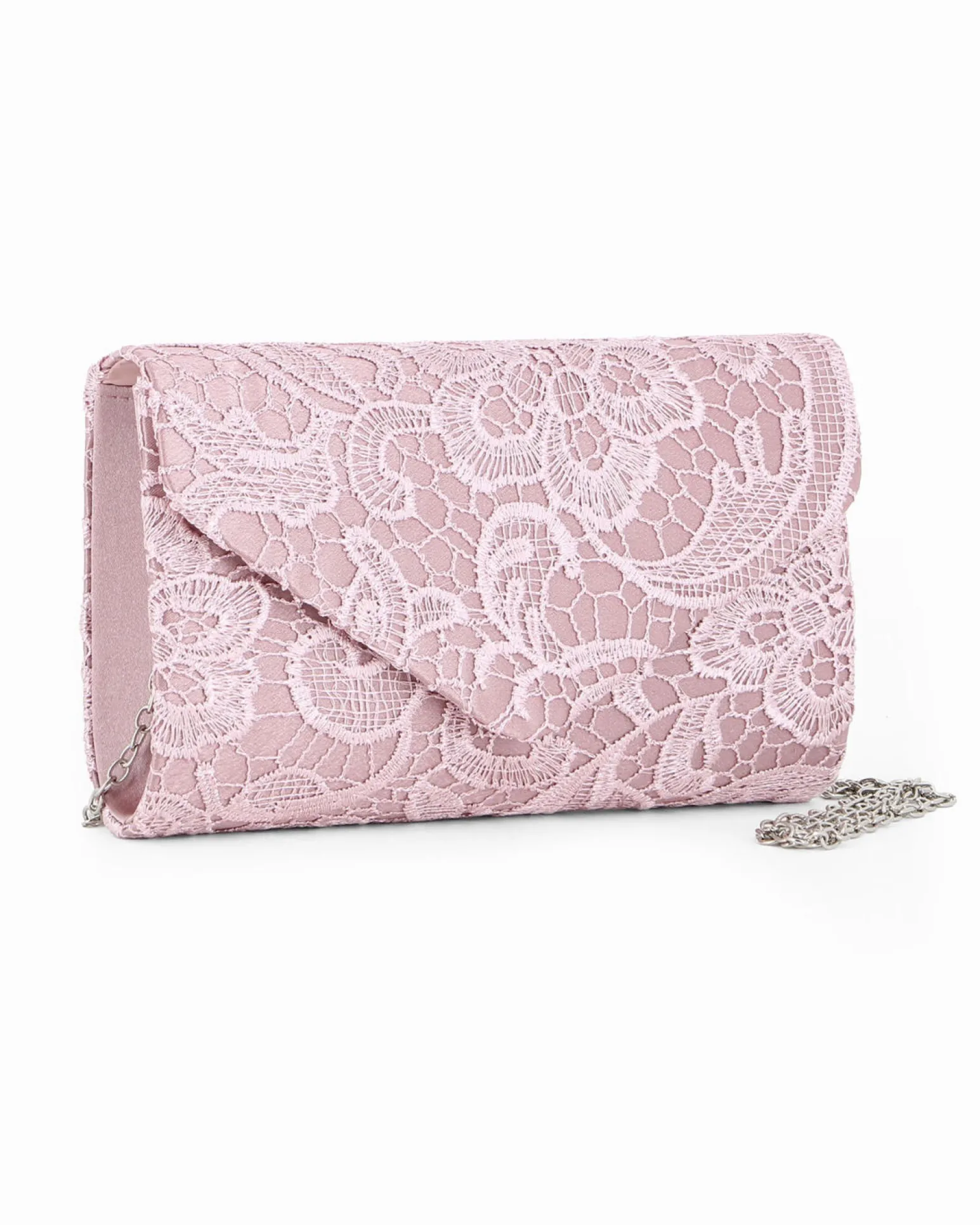 DIVAS - Pochette cipria in pizzo con patta