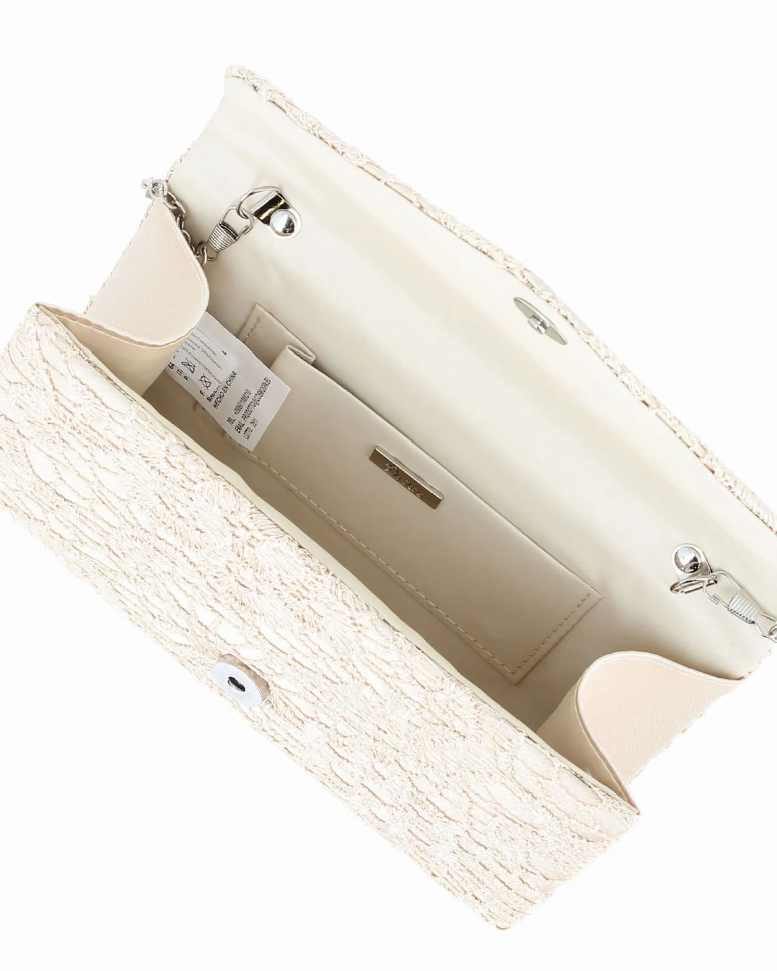 DIVAS - Pochette crema in pizzo con patta