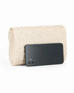 DIVAS - Pochette crema in pizzo con patta