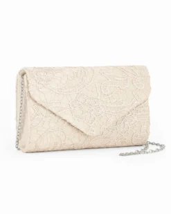 DIVAS - Pochette crema in pizzo con patta