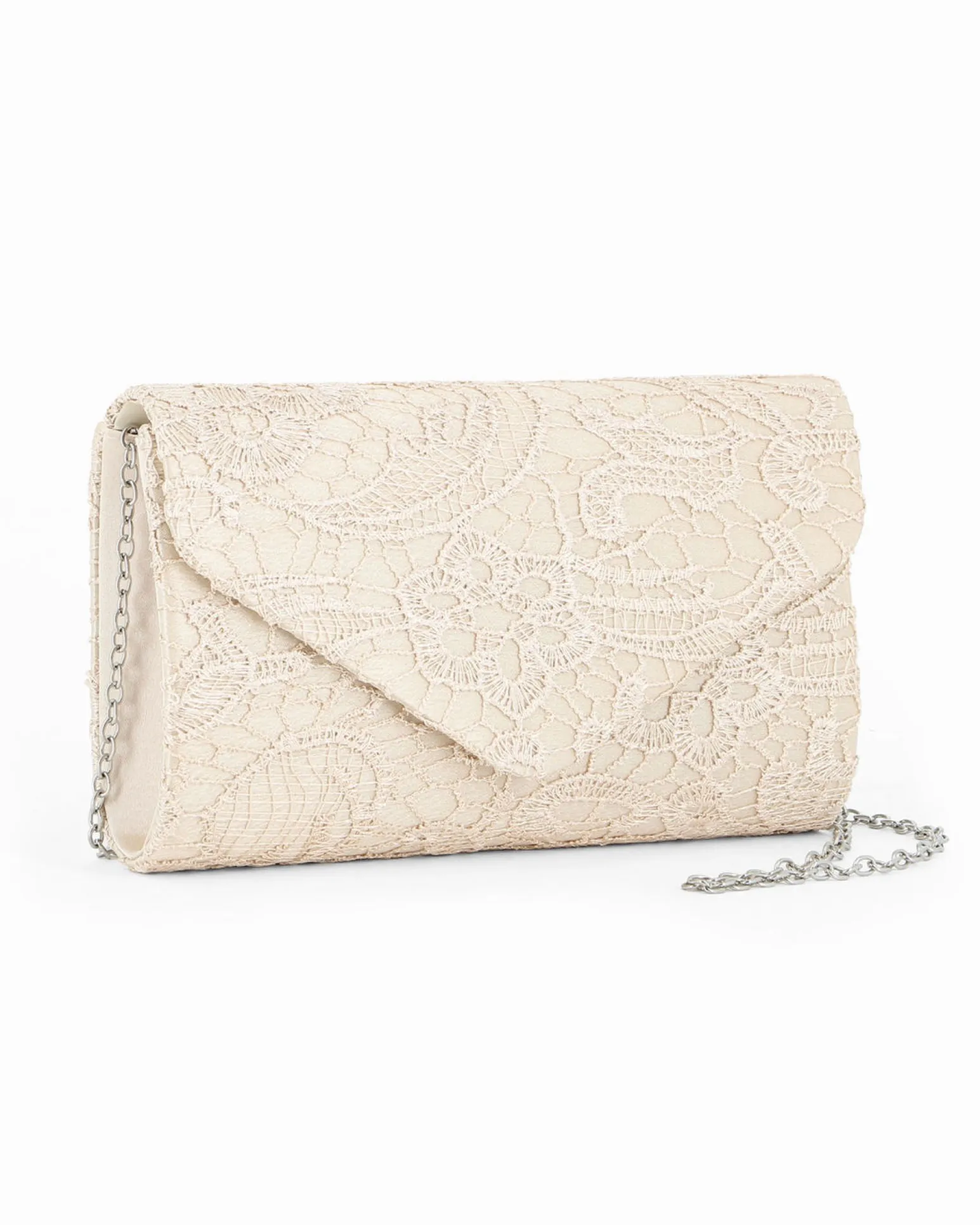 DIVAS - Pochette crema in pizzo con patta