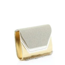 DIVAS- Pochette effetto metalizzato e strass con patta lurex