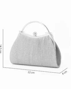 DIVAS - Pochette  glitterata argento con pomello in strass, tracolla removibile