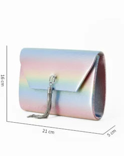 DIVAS - Pochette multicolor in lurex con pennacchio frange