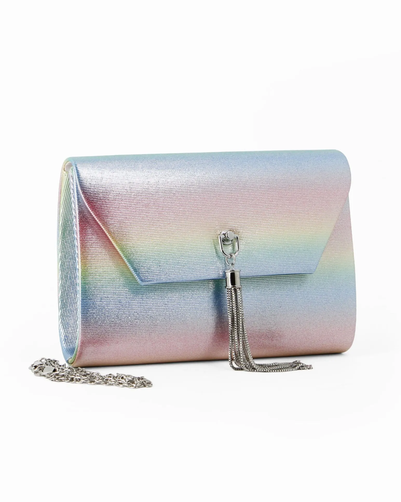 DIVAS - Pochette multicolor in lurex con pennacchio frange