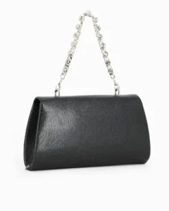 DIVAS - Pochette nera con manico gioiello e patta