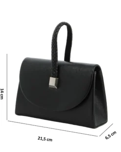 DIVAS - Pochette nera con patta e manico di strass