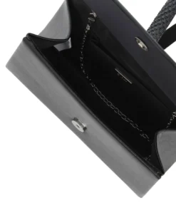 DIVAS - Pochette nera con patta e manico di strass