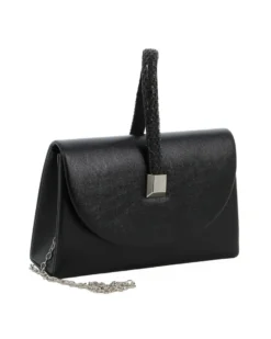 DIVAS - Pochette nera con patta e manico di strass