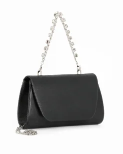 DIVAS - Pochette nera con patta e macinco gioiello