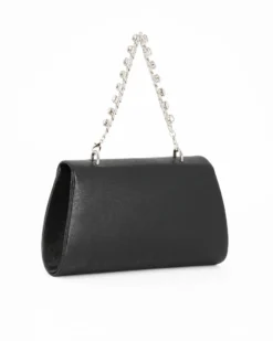 DIVAS - Pochette nera con patta e macinco gioiello