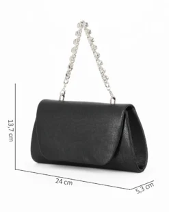 DIVAS - Pochette nera con patta e macinco gioiello