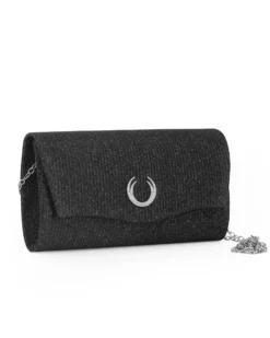 DIVAS - Pochette nera con patta e dettaglio di strass