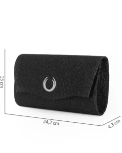 DIVAS - Pochette nera con patta e dettaglio di strass