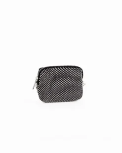 DIVAS - Pochette nera con strass e catenina tracolla removibile