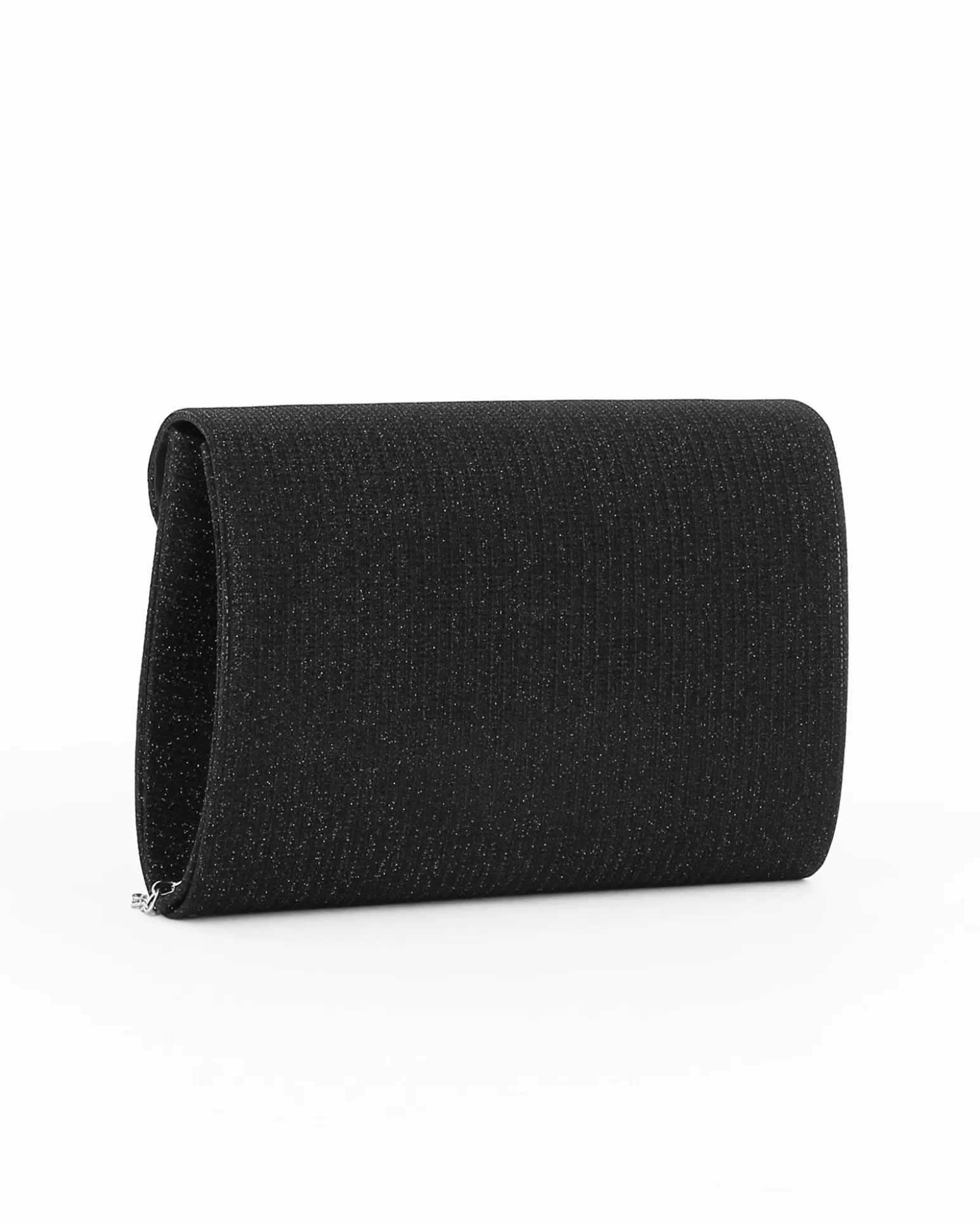 DIVAS - Pochette nera in lurex con pennacchio frange