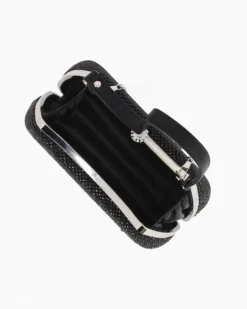 DIVAS - Pochette nera tutta strass con un manico