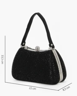 DIVAS - Pochette nera tutta strass con un manico