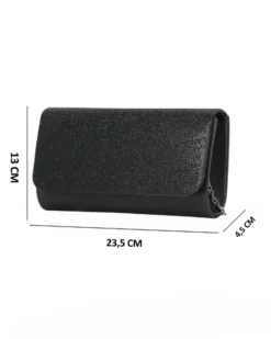 DIVAS -  Pochette nera tutta strass con patta