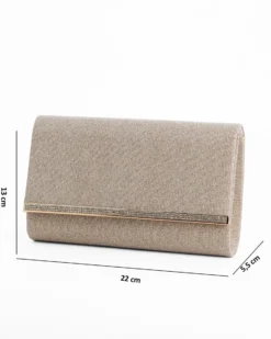 DIVAS - Pochette oro glitterata con filo di strass sulla patta, tracolla removibile