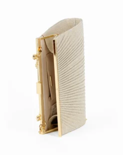 DIVAS - Pochette oro in lurex con chiusra a scatto, tracolla removibile