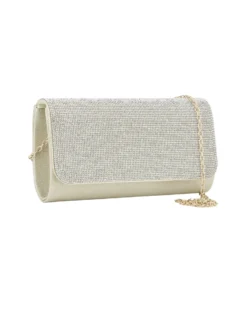 DIVAS -  Pochette oro tutta strass con patta