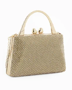 DIVAS - Pochette oro tutta strass con un manico
