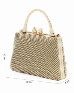 DIVAS - Pochette oro tutta strass con un manico
