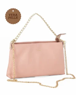 DIVAS - POCHETTE ROSA IN PELLE CON CATENA
