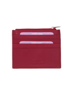 DIVAS - Portacarte rosso in VERA PELLE con ribaltina e tasca portascpicci