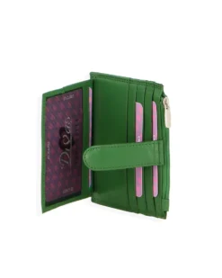 DIVAS - Portacarte verde in VERA PELLE con ribaltina e tasca portascpicci