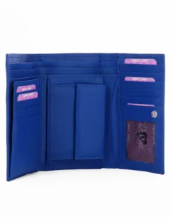 DIVAS - Portafoglio blu da donna con patta in VERA PELLE