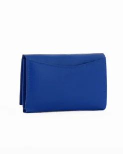 DIVAS - Portafoglio blu da donna con patta in VERA PELLE
