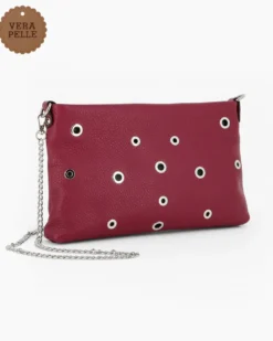 DIVAS - Tracolla rubino in VERA PELLE con occhielli