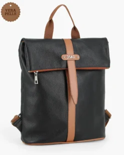 DIVAS - Zaino nero in VERA PELLE con tasca su patta - MADE IN ITALY