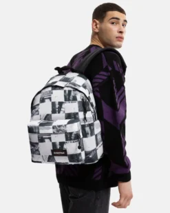 EASTPAK - Zaino PADDED PAK'R a quadri grigio e bianco con tasca frontale
