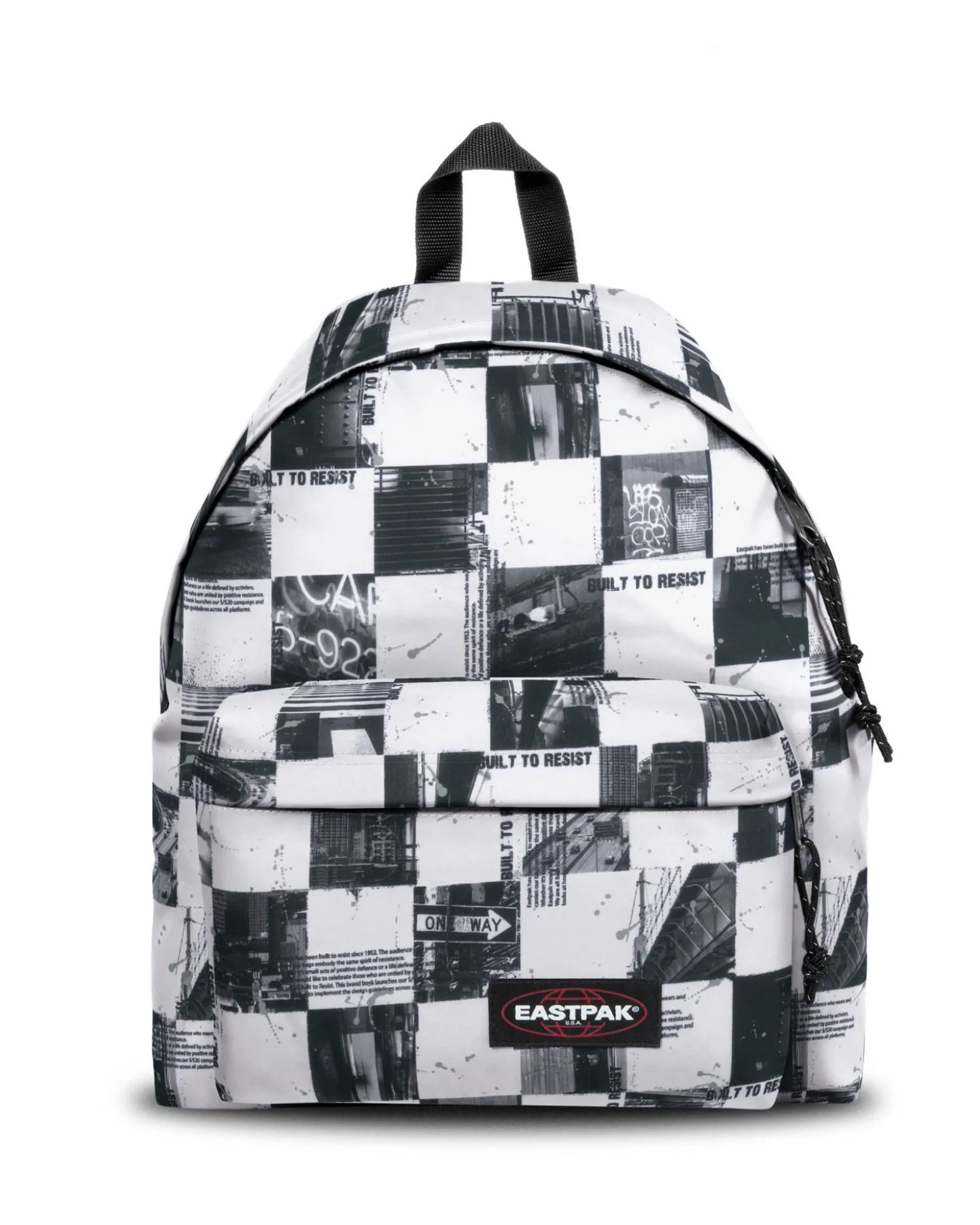 EASTPAK - Zaino PADDED PAK'R a quadri grigio e bianco con tasca frontale