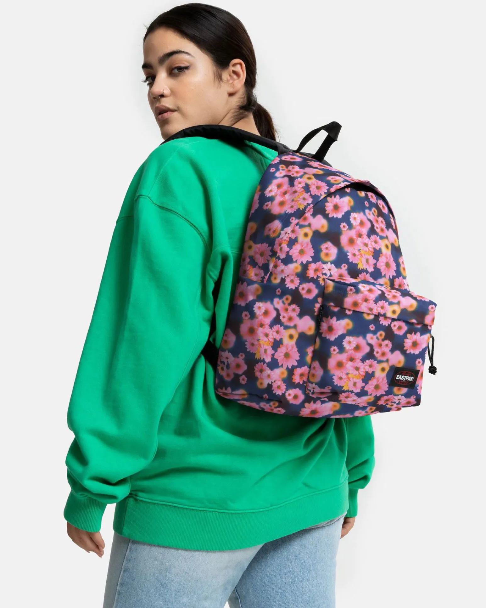 EASTPAK - Zaino PADDED PAK'R blu stampa fiori con tasca frontale