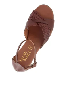 ELLEN BLAKE - Sandalo rovere in VERA PELLE con fasce incrociate, tacco 5,5CM