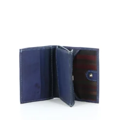 EMPORIO - Portafoglio blu in VERA PELLE con scomparto banconote e tasca posteriore portaspicci