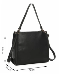 ENRICO COVERI - Borsa a spalla nera con pochette interna estraibile, tracolla removibile