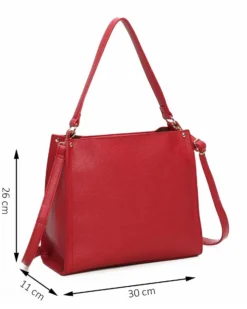 ENRICO COVERI - Borsa a spalla rossa con pochette interna estraibile, tracolla removibile