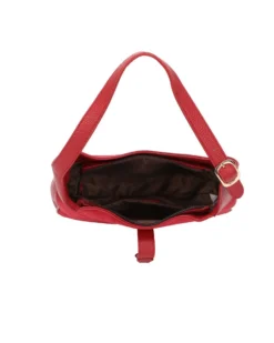 ENRICO COVERI - Borsa a spalla rossa con parte frontale scamosciata e pattina con moschettone, tracolla removibile