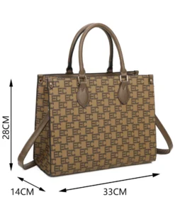 ENRICO COVERI - Borsa due manici loggata taupe con tracolla removibile